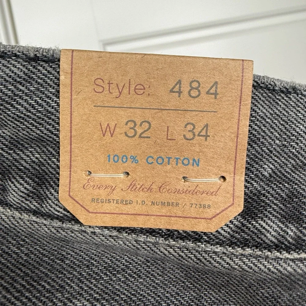 J. Crew 484 Jeans Men's 32/34 (34.5/34) Black Faded Wash Slim Fit Denim Pants